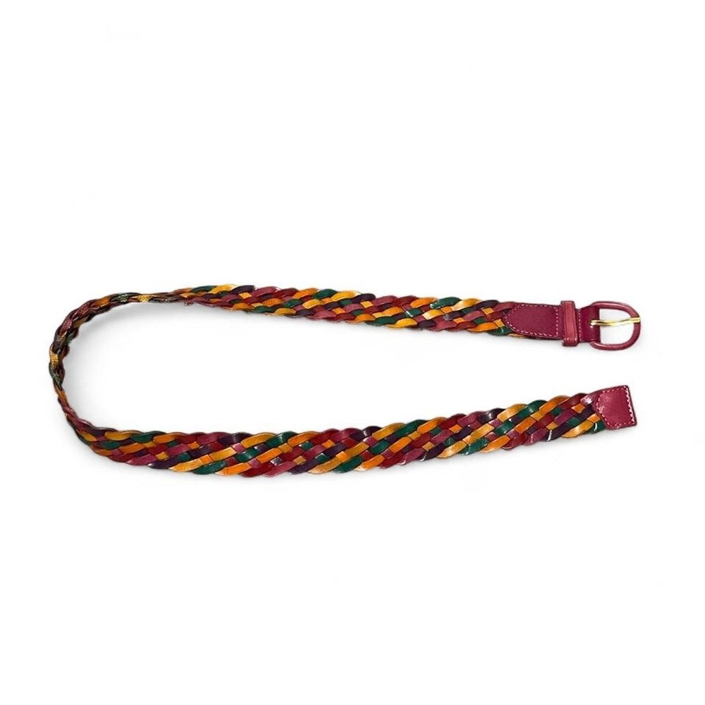 Multi-colored braided leather belt